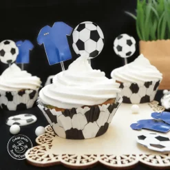 SCRAPCOOKING Décoration Gâteau|24 Caissettes Cupcakes + 24 Cake Toppers Football