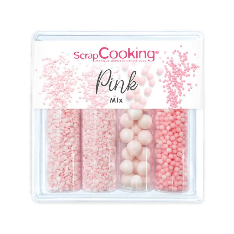 SCRAPCOOKING Décoration Comestible|4 Décors en Sucre Pink Mix 68 g