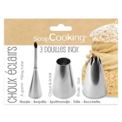 SCRAPCOOKING Douilles Pâtisserie|3 Douilles Pâtissières pour Choux et Eclairs