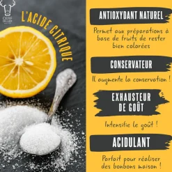 PATISDECOR Additifs Alimentaires|Acide Citrique 20 g Patisdécor