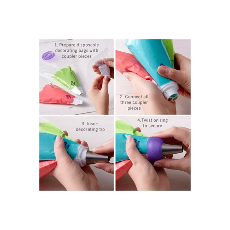 WILTON Douilles Pâtisserie|Adaptateur 3 couleurs ColorSwirl