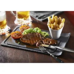REVOL Vaisselle|Assiette à Steak Ardoise 33 x 22 cm Basalt