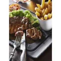 REVOL Vaisselle|Assiette à Steak Ardoise 33 x 22 cm Basalt