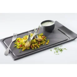 REVOL Vaisselle|Assiette à Steak Ardoise 33 x 22 cm Basalt