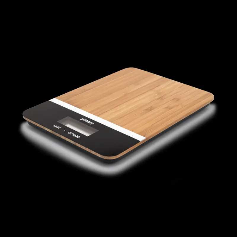 PEBBLY Balance De Cuisine|Balance de Cuisine Bambou Rectangle Noir 23 x 16 cm