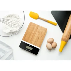 PEBBLY Balance De Cuisine|Balance de Cuisine Bambou Rectangle Noir 23 x 16 cm