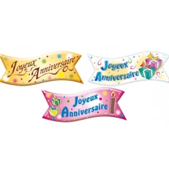 MALLARD FERRIERE Décoration Comestible|Banderole Azyme Joyeux Anniversaire 3 modèles (x24) Mallard Ferrière