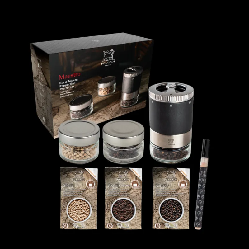 PEUGEOT Moulin|Bar à poivre Maestro avec Moulin, Réservoirs et 3 poivres