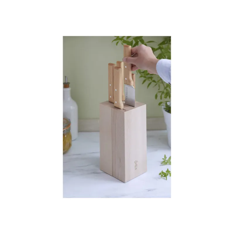 OPINEL Rangement Couteaux|Blocs Et Portes Couteaux|Bloc à Couteaux + 5 Couteaux Parallèle Pain