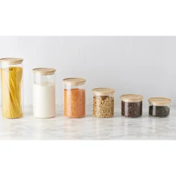 MASTRAD Conservation|Bocal en Verre 2,1 L avec Couvercle Bambou Stor'eat