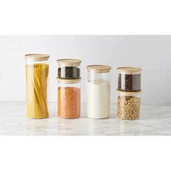 MASTRAD Conservation|Bocal en Verre 2,1 L avec Couvercle Bambou Stor'eat