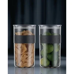 BODUM Conservation|Bocal Plastique 2 L avec Couvercle (x2) PRESSO