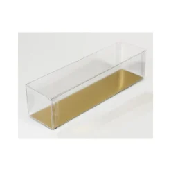 MALLARD FERRIERE Emballage Alimentaire|Boîte 6 Macarons Transparente Fond Or 18 cm