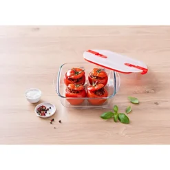 PYREX Conservation|Boîte de Conservation en Verre Carrée 20 x 17 cm 1 L Cook & Heat