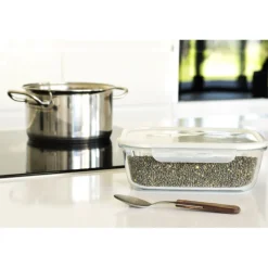 PEBBLY Plat De Cuisson|Conservation|Boîte de Conservation en Verre Rectangle 2,25 L