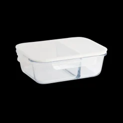 PEBBLY Plat De Cuisson|Conservation|Boîte de Conservation en Verre avec Compartiments Rectangle 1450 ml