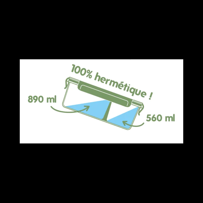 PEBBLY Plat De Cuisson|Conservation|Boîte de Conservation en Verre avec Compartiments Rectangle 1450 ml