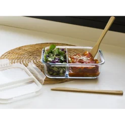 PEBBLY Plat De Cuisson|Conservation|Boîte de Conservation en Verre avec Compartiments Rectangle 1450 ml