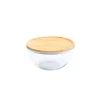 PEBBLY Plat De Cuisson|Conservation|Boîte de Conservation en Verre et Bambou Rond 770 ml
