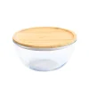 PEBBLY Plat De Cuisson|Conservation|Boîte de Conservation en Verre et Bambou Rond 2,6 L