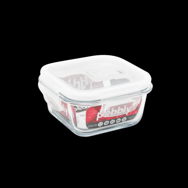 PEBBLY Plat De Cuisson|Conservation|Boîte de Conservation en Verre Carré 320 ml
