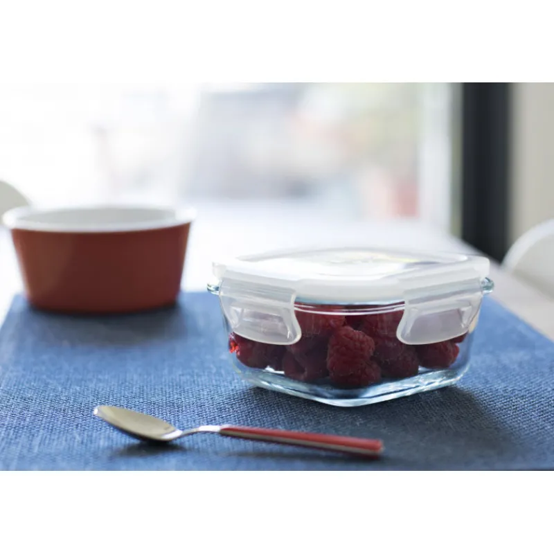 PEBBLY Plat De Cuisson|Conservation|Boîte de Conservation en Verre Carré 320 ml