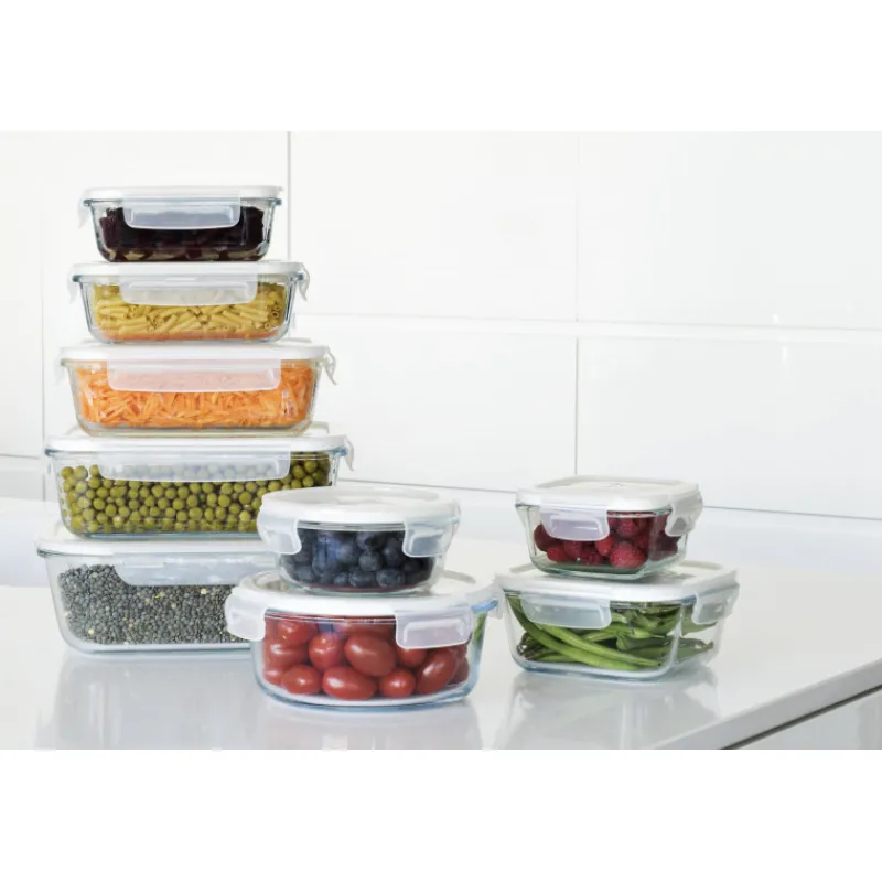 PEBBLY Plat De Cuisson|Conservation|Boîte de Conservation en Verre Carré 320 ml