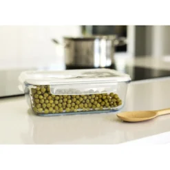 PEBBLY Plat De Cuisson|Conservation|Boîte de Conservation en Verre Rectangle 1,5 L
