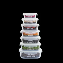 PEBBLY Plat De Cuisson|Conservation|Boîte de Conservation en Verre Rectangle 1,2 L