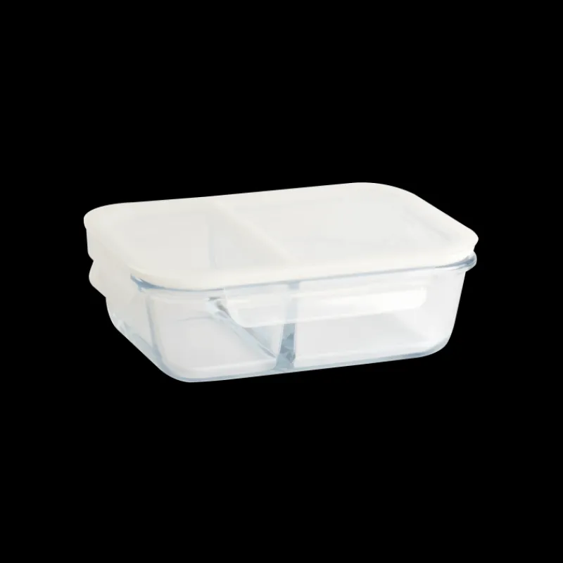 PEBBLY Conservation|Boîte de Conservation en Verre avec Compartiments Rectangle 950 ml