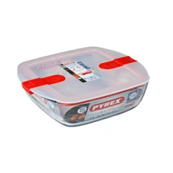 PYREX Conservation|Boîte de Conservation en Verre Carrée 25 x 22 cm 2,2 L Cook & Heat