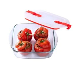 PYREX Conservation|Boîte de Conservation en Verre Carrée 25 x 22 cm 2,2 L Cook & Heat