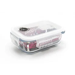 PEBBLY Plat De Cuisson|Conservation|Boîte de Conservation en Verre Rectangle 400 ml