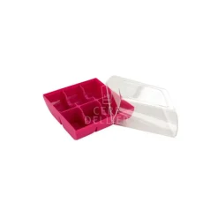 GATODECO Emballage Alimentaire|Boîte Fuchsia pour 6 Macarons Gatodéco