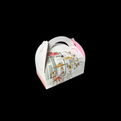 CUISINEADDICT Emballage Alimentaire|Boîte pâtissière avec poignées Balade Gourmande 17 x 10 cm x H 6 cm (x50)