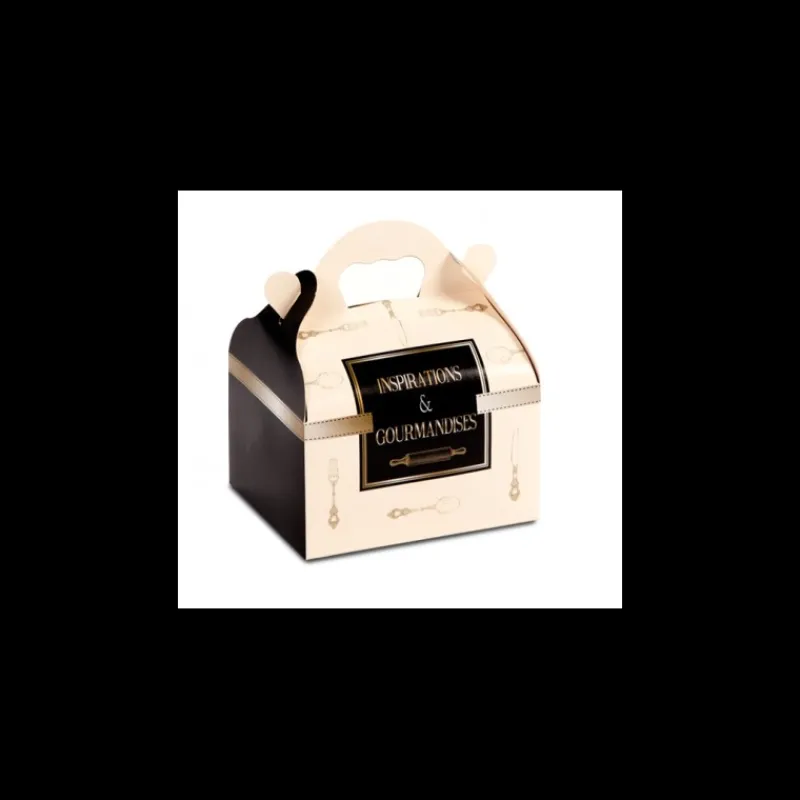 CUISINEADDICT Emballage Alimentaire|Boîte pâtissière avec poignées Inspirations 10 x 18 cm x H 7 cm (x50)