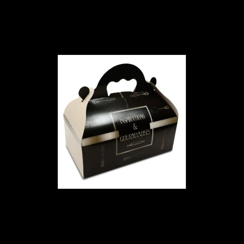 CUISINEADDICT Emballage Alimentaire|Boîte pâtissière avec poignées Inspirations 10 x 18 cm x H 7 cm (x50)