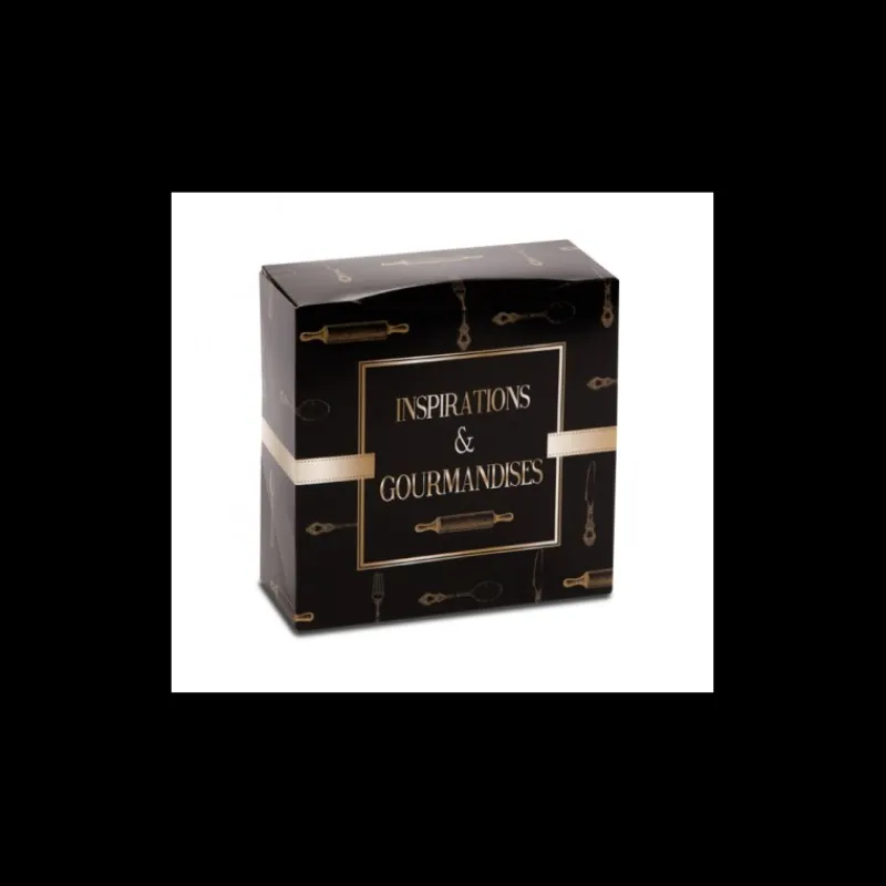 CUISINEADDICT Emballage Alimentaire|Boîte pâtissière Inspirations et Gourmandises - 22 x H 8 cm - (x50)