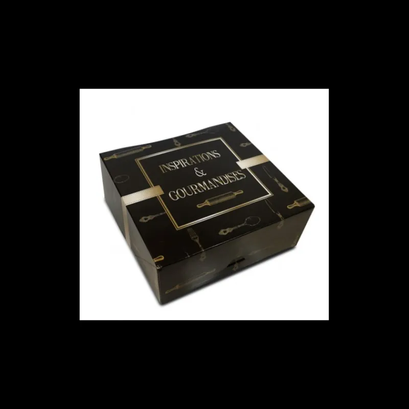 CUISINEADDICT Emballage Alimentaire|Boîte pâtissière Inspirations et Gourmandises - 22 x H 8 cm - (x50)