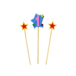 GATODECO Décoration Gâteau|Bougie Chiffre 1 avec 2 bougies étoiles Gatodéco