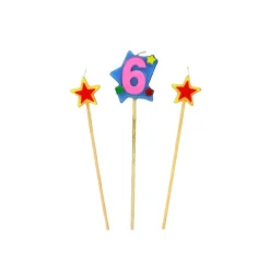 GATODECO Décoration Gâteau|Bougie Chiffre 6 avec 2 bougies étoiles Gatodéco