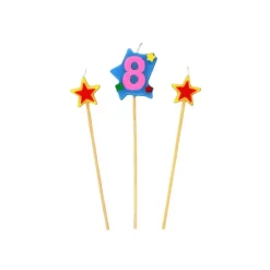 GATODECO Décoration Gâteau|Bougie Chiffre 8 avec 2 bougies étoiles Gatodéco