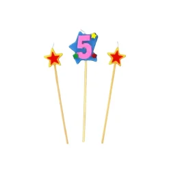 GATODECO Décoration Gâteau|Bougie Chiffre 5 avec 2 bougies étoiles Gatodéco