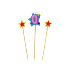 GATODECO Décoration Gâteau|Bougie Chiffre 0 avec 2 bougies étoiles Gatodéco