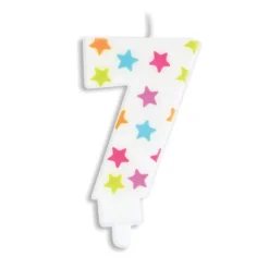 SCRAPCOOKING Décoration Gâteau|Bougie Chiffre 7 Blanche à Etoiles Multicolores