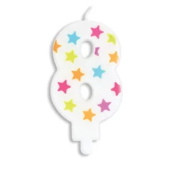 SCRAPCOOKING Décoration Gâteau|Bougie Chiffre 8 Blanche à Etoiles Multicolores