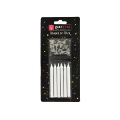 GATODECO Décoration Gâteau|Bougies Argentées (x12) avec bobèches Gatodéco