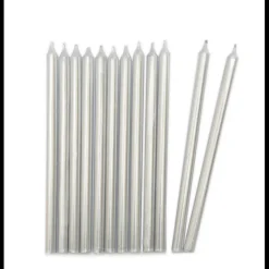 SCRAPCOOKING Décoration Gâteau|Bougies Longues Argentées 12 cm (x12)