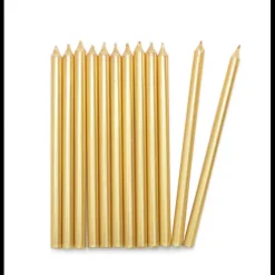 SCRAPCOOKING Décoration Gâteau|Bougies Longues Dorées 12 cm (x12)