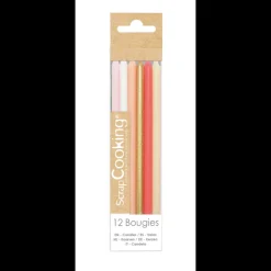 SCRAPCOOKING Décoration Gâteau|Bougies Longues Rose et Or 12 cm (x12)